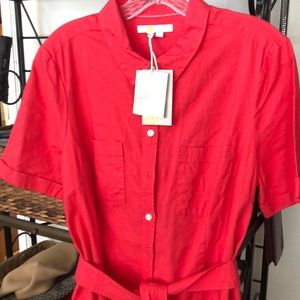 Boden shirtwaist linen midi dress 10R